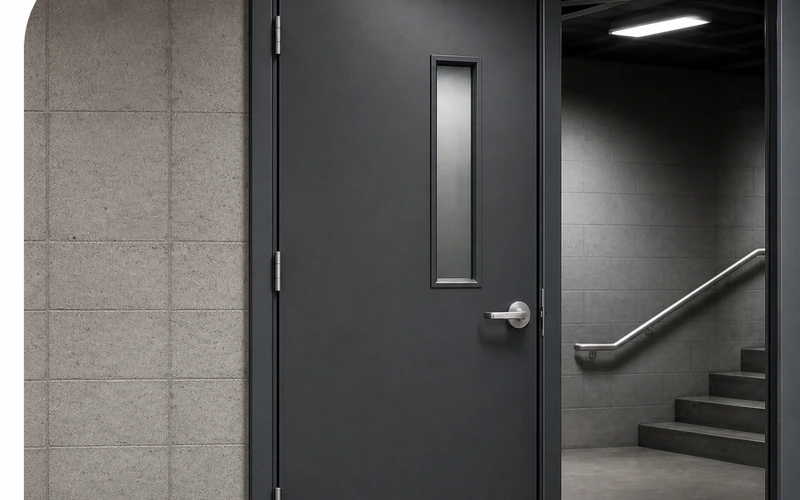 Commercial metal door at a stairwell