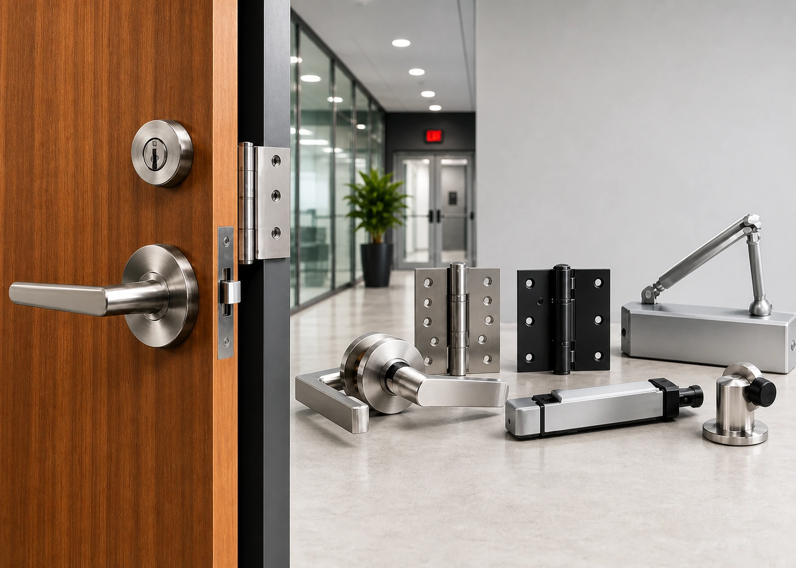 Architectural hardware collection: locksets, hinges, closers and exit devices